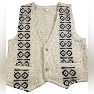 Allpa Chalampuente Hand‎ Knit Wool Sweater Vest Geometric Fair Trade L Boho Folk